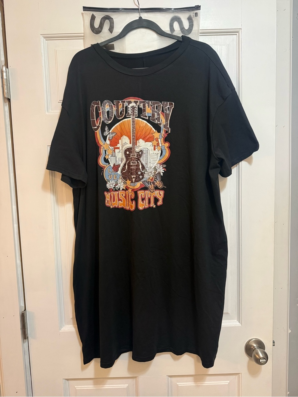 SHEIN Black Graphic "Country Music City" T-Shirt Dress 2X